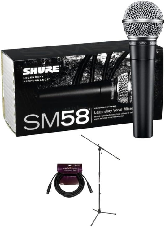 Shure SM58-LC 카디오이드 다이나믹 보컬 마이크 붐 스탠드 XLR 케이블 포함 1번 사진