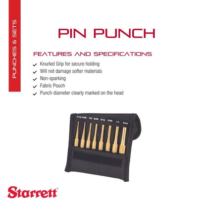Starrett 브라스 드라이브 핀 펀치 세트 4" 1/16"-5/16" 2번 사진
