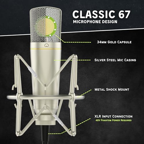 Melon Audio MA-67 스튜디오 콘덴서 마이크 34mm 골드 대형 다이어프램 2번 사진