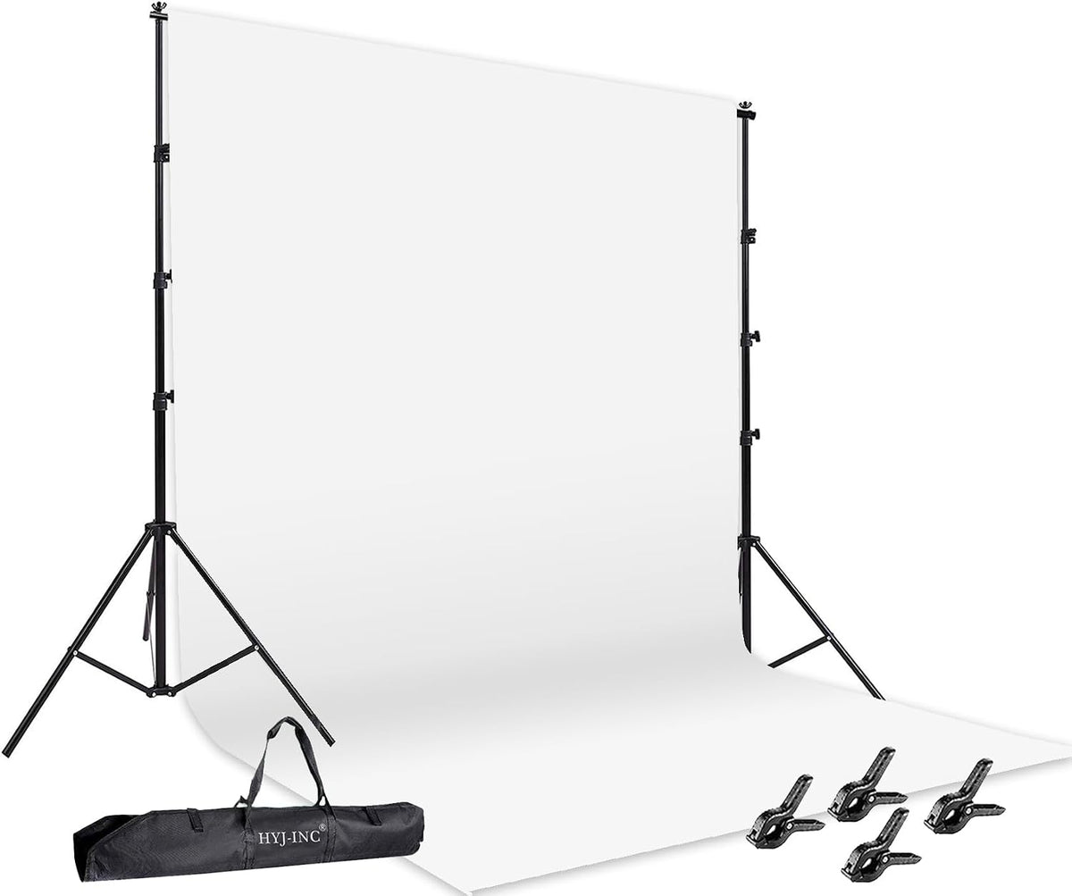 HYJ-INC 스튜디오 배경 12 x 10ft 100% Muslin White Backdrop with 10 x 8.5ft Stand Kit HYJ-1018 1번 사진