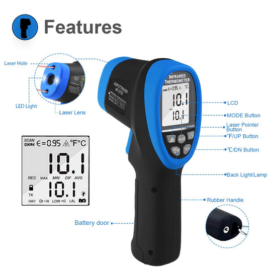AOPUTTRIVER 적외선 온도계 AP-2732 고온 측정 30:1 비율 -58℉~2732℉ 2번 사진