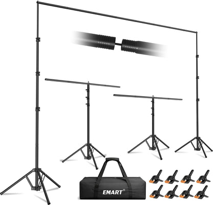 EMART 3-in-1 스튜디오 배경 스탠드 10x8.5ft 조절식 접이식 삼각대 1번 사진