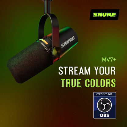 Shure 마이크 MV7+ USB-C XLR 팟캐스트 다이나믹 마이크 스탠드 포함 블랙 7번 사진