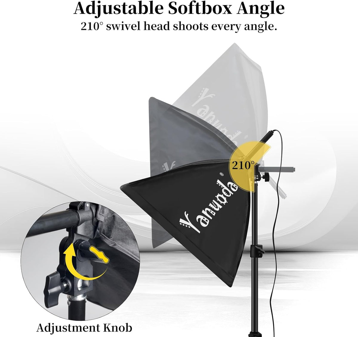 Yanuoda 16인치 소프트박스 조명 키트 2Pack 삼각대 리모컨 포함 95W LED 3000K-7500K 7번 사진