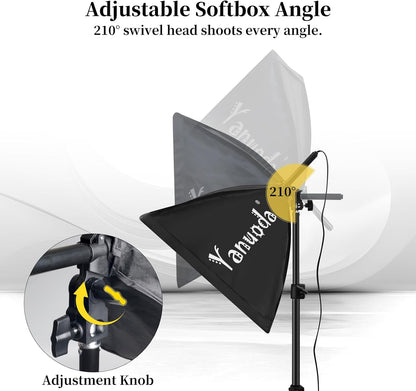 Yanuoda 16인치 소프트박스 조명 키트 2Pack 삼각대 리모컨 포함 95W LED 3000K-7500K 7번 사진