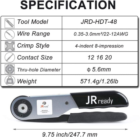 JRready JRD-HDT-48 Deutsch 4인덴트 압착 공구 12-22AWG 2번 사진
