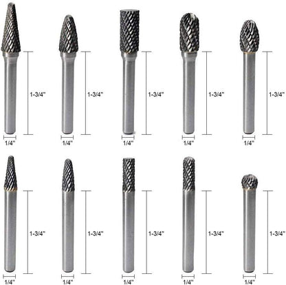 JESTUOUS 카바이드 버 1/4인치 샹크 더블컷 10pcs 2번 사진