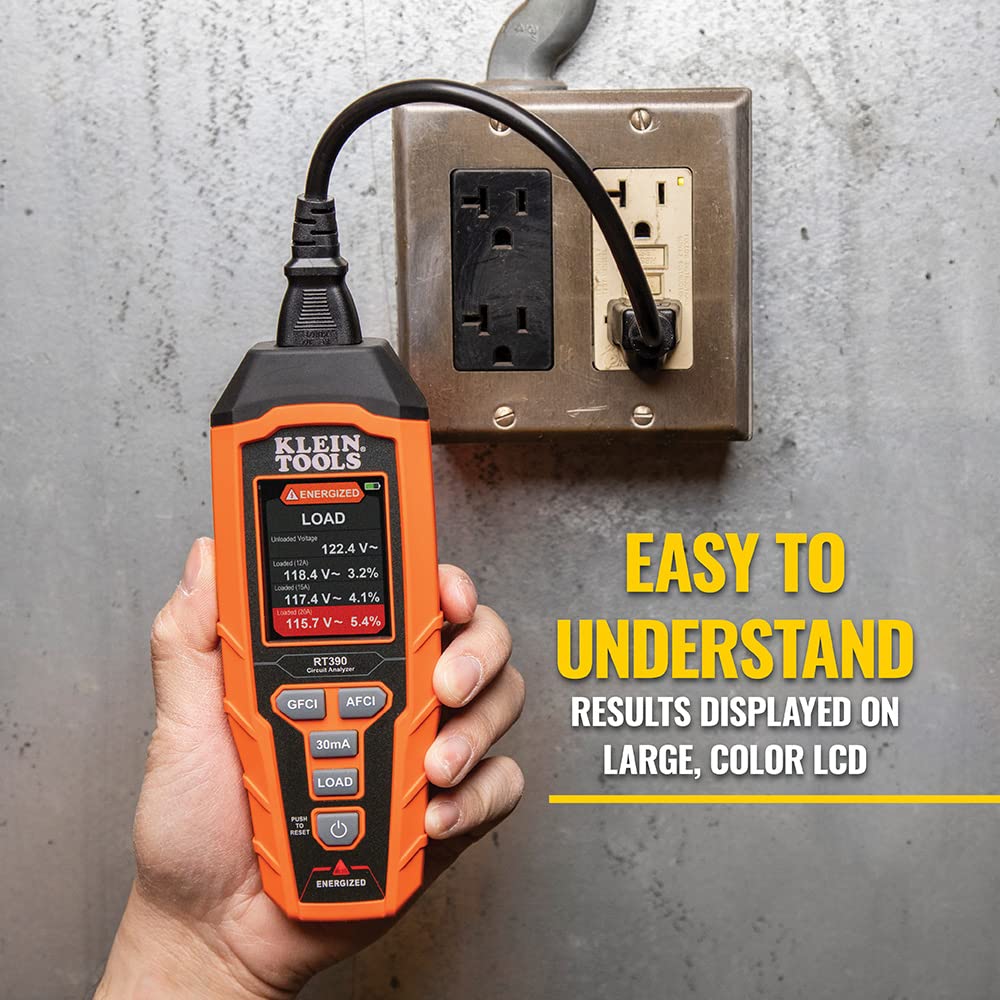 KLEIN TOOLS RT390 회로 분석기 AFCI GFCI 테스터 전압강하 측정 대형 컬러 LCD 3번 사진