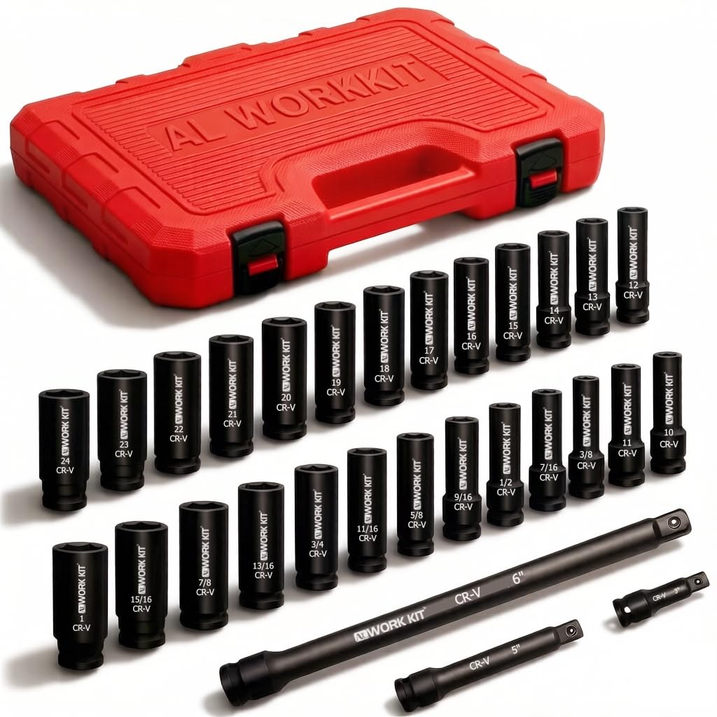 ALWORKKIT 1/2인치 드라이브 임팩트 소켓 세트 29피스 Cr-V-M 스틸 11번 사진