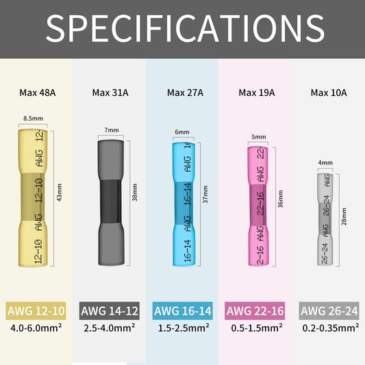 Qizpcer 열수축 버트 커넥터 12-10 AWG 500개 2번 사진