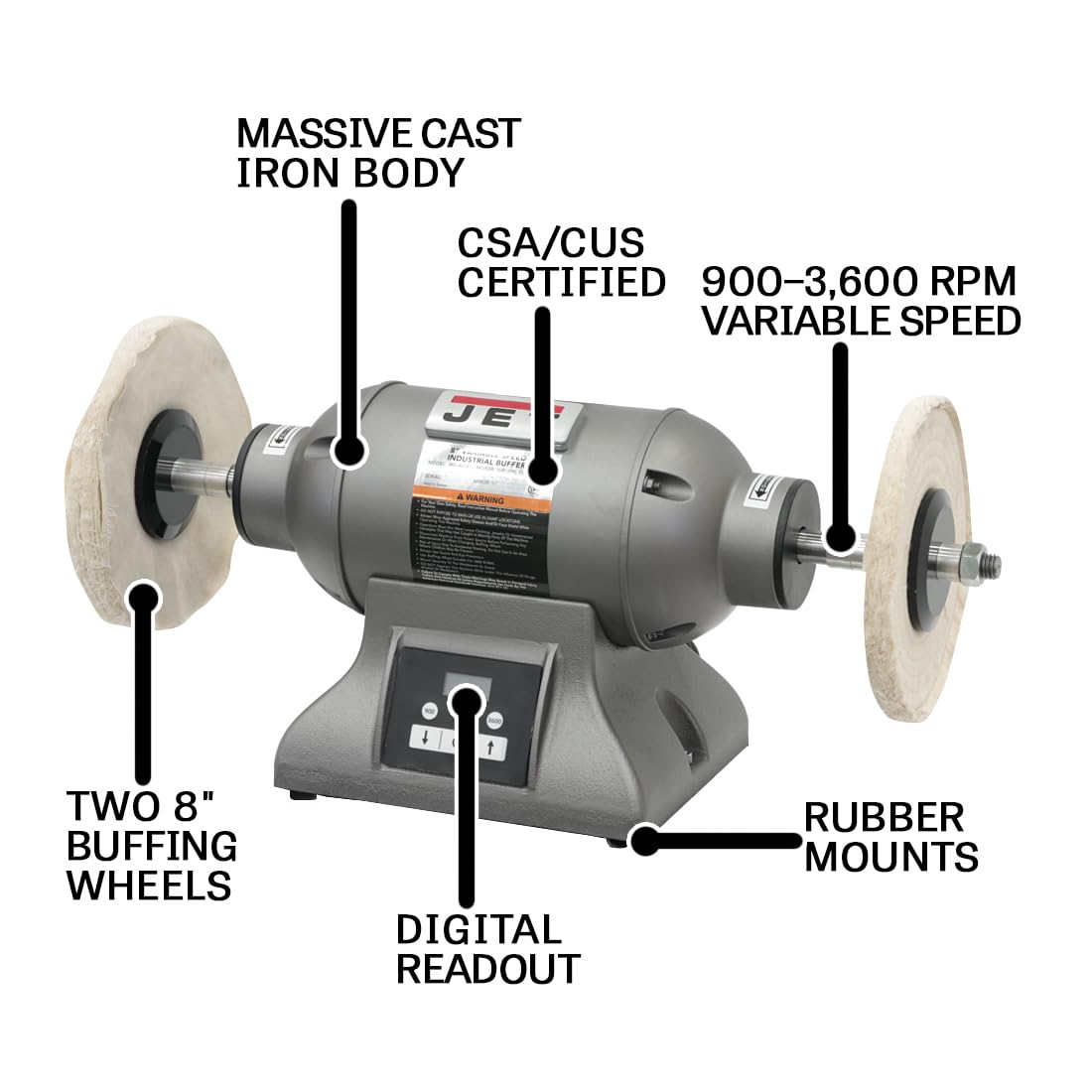 Jet IBG-8VSB 8인치 가변속도 산업용 버퍼 1HP 주철 몸체 2번 사진
