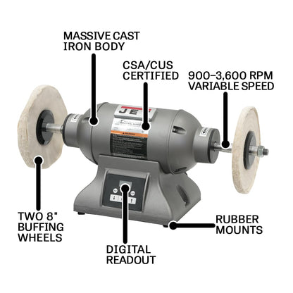 Jet IBG-8VSB 8인치 가변속도 산업용 버퍼 1HP 주철 몸체 2번 사진