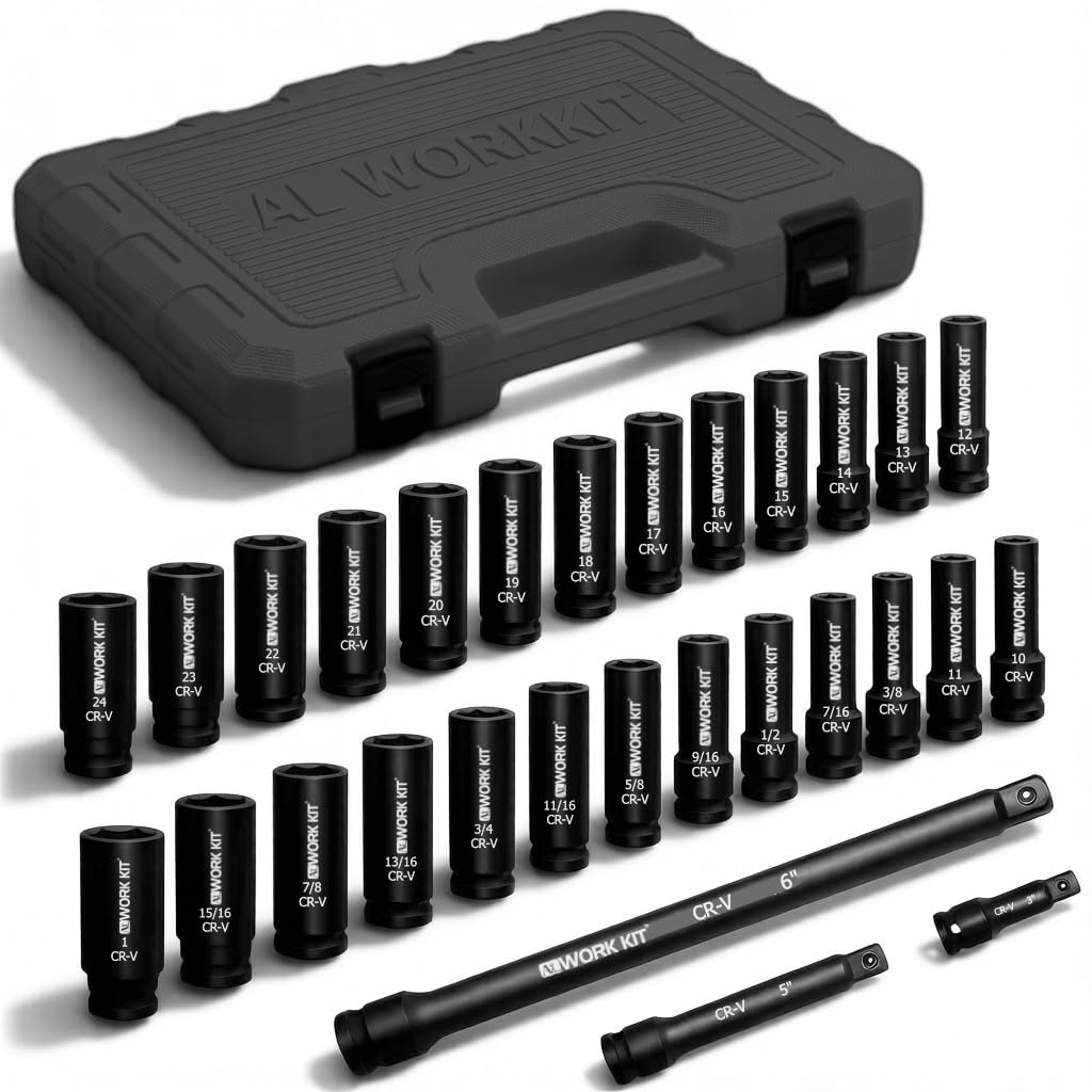 ALWORKKIT 1/2인치 드라이브 임팩트 소켓 세트 29피스 Cr-V-M 스틸 10번 사진