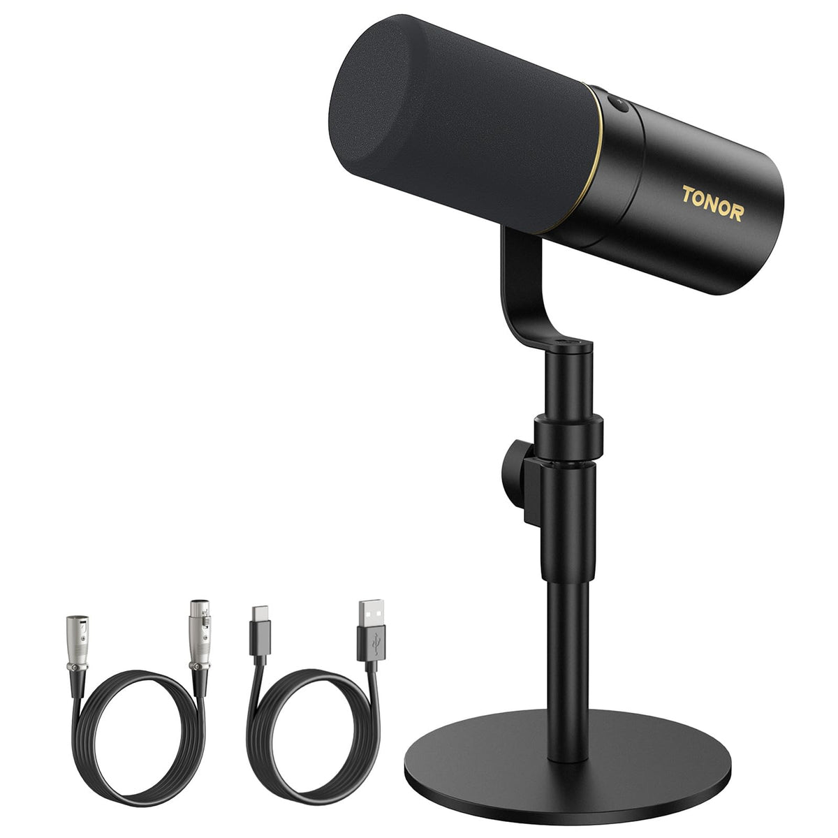 TONOR E7 다이내믹 팟캐스트 마이크 키트 XLR/USB 단일지향성 AI 소음 제거 탭 음소거 헤드폰 단자 14번 사진