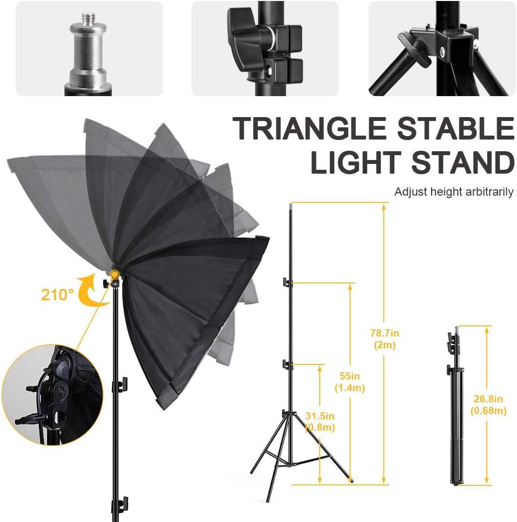 Foccalli 조명 컨트롤 70cm 옥타곤 소프트박스 연속 조명 키트 2.4GHz 리모컨 삼각대 포함 5번 사진
