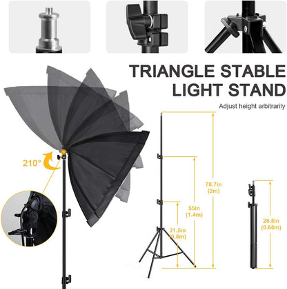 Foccalli 조명 컨트롤 70cm 옥타곤 소프트박스 연속 조명 키트 2.4GHz 리모컨 삼각대 포함 5번 사진