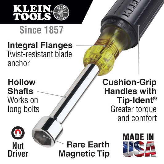 KLEIN TOOLS 너트 드라이버 세트 헥스너트 중공축 쿠션그립 2번 사진