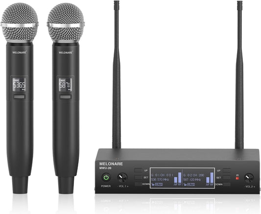 MELONARE 듀얼 UHF 무선 마이크 시스템 MWU-20-2H 1번 사진