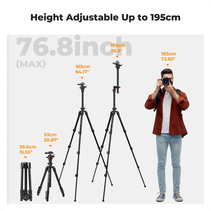 K&F CONCEPT 카메라 삼각대 44-195cm 28mm 볼헤드 3번 사진