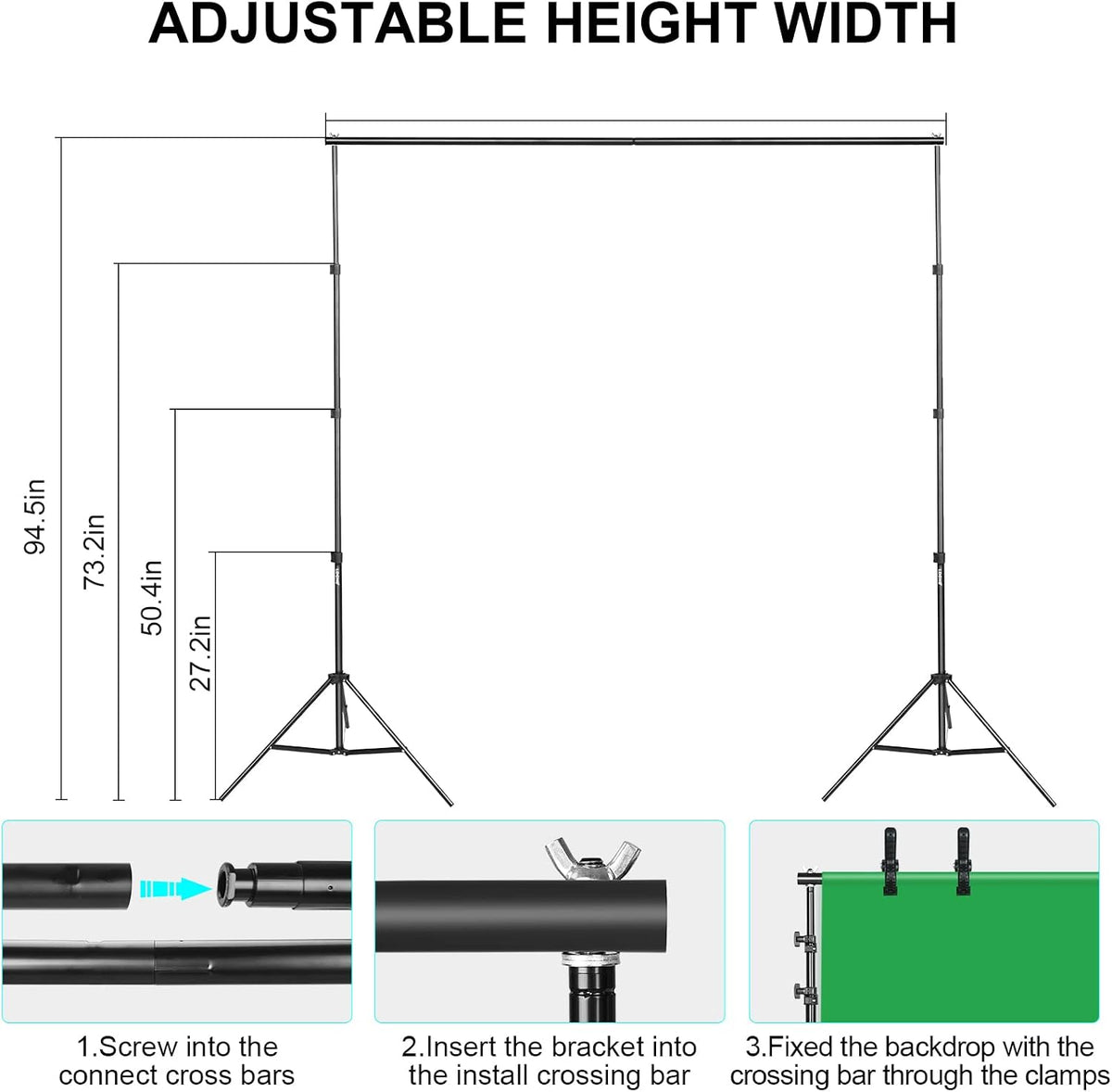 LDGHO 사진 조명 키트 8.5x10ft 배경 스탠드 5500K 800W 6번 사진
