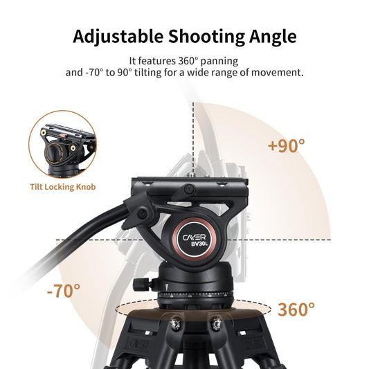 Cayer BV30L 비디오 삼각대 플루이드 헤드 세트 72인치 2번 사진