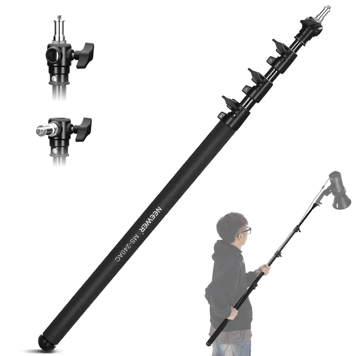 NEEWER 붐폴 스탠드 MS-230C 230cm 휴대용 텔레스코픽 알루미늄 조명 스탠드 8번 사진