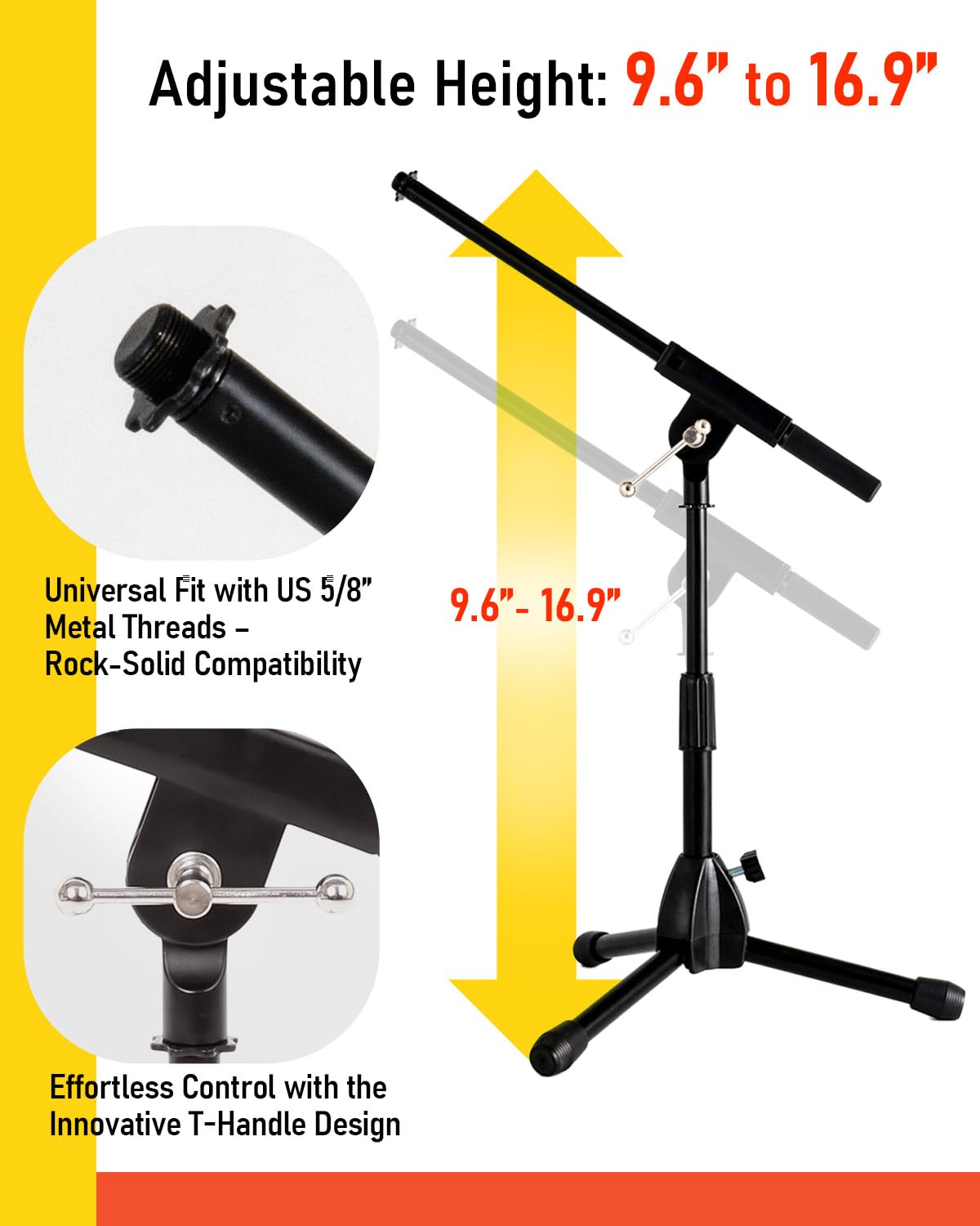 Stage Rocker 삼각대 로우 프로파일 마이크 붐 스탠드 9.65-16.93 inch 5번 사진
