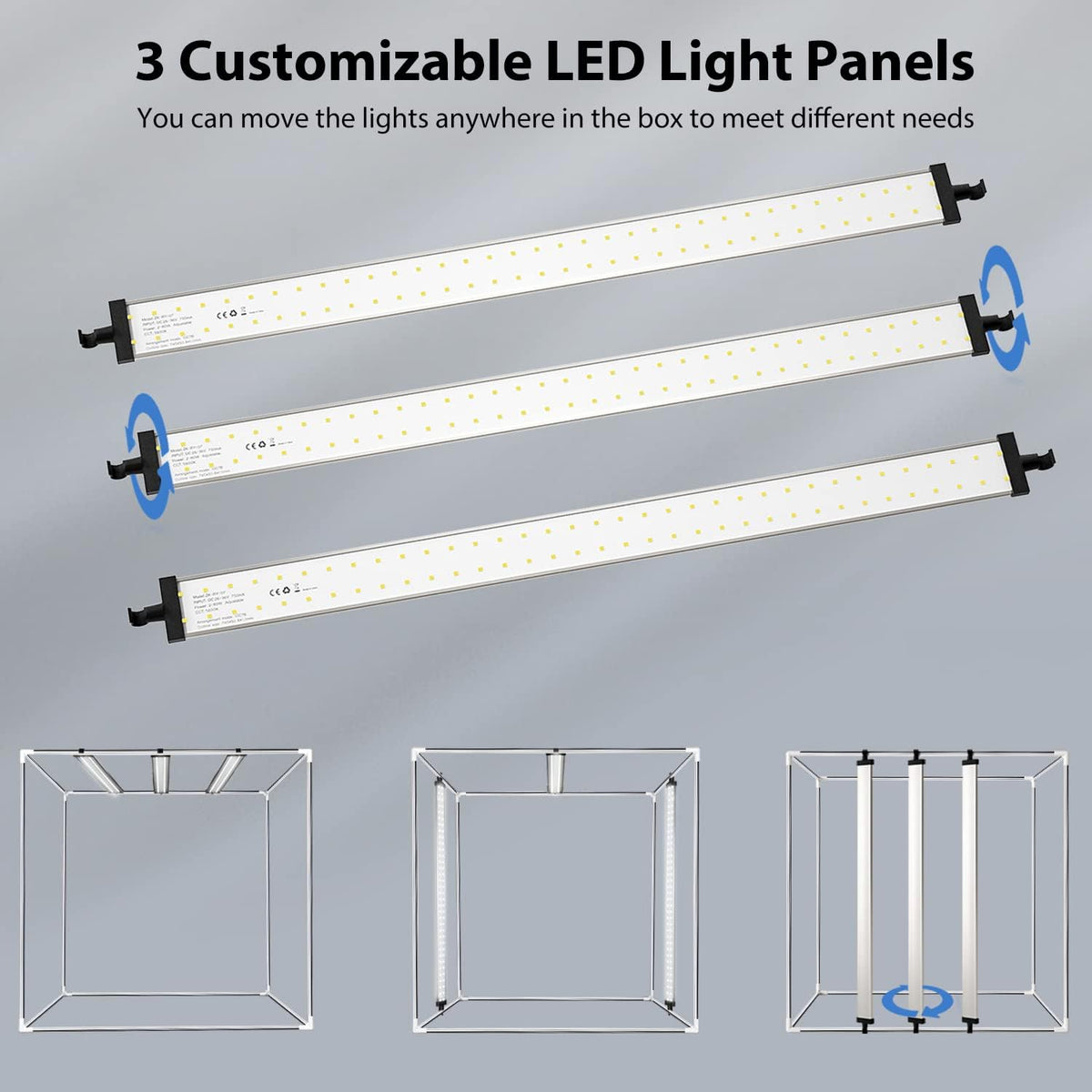 Takerers 스튜디오 라이트박스 39x39인치 210 LED 촬영 배경 조명 텐트 4번 사진