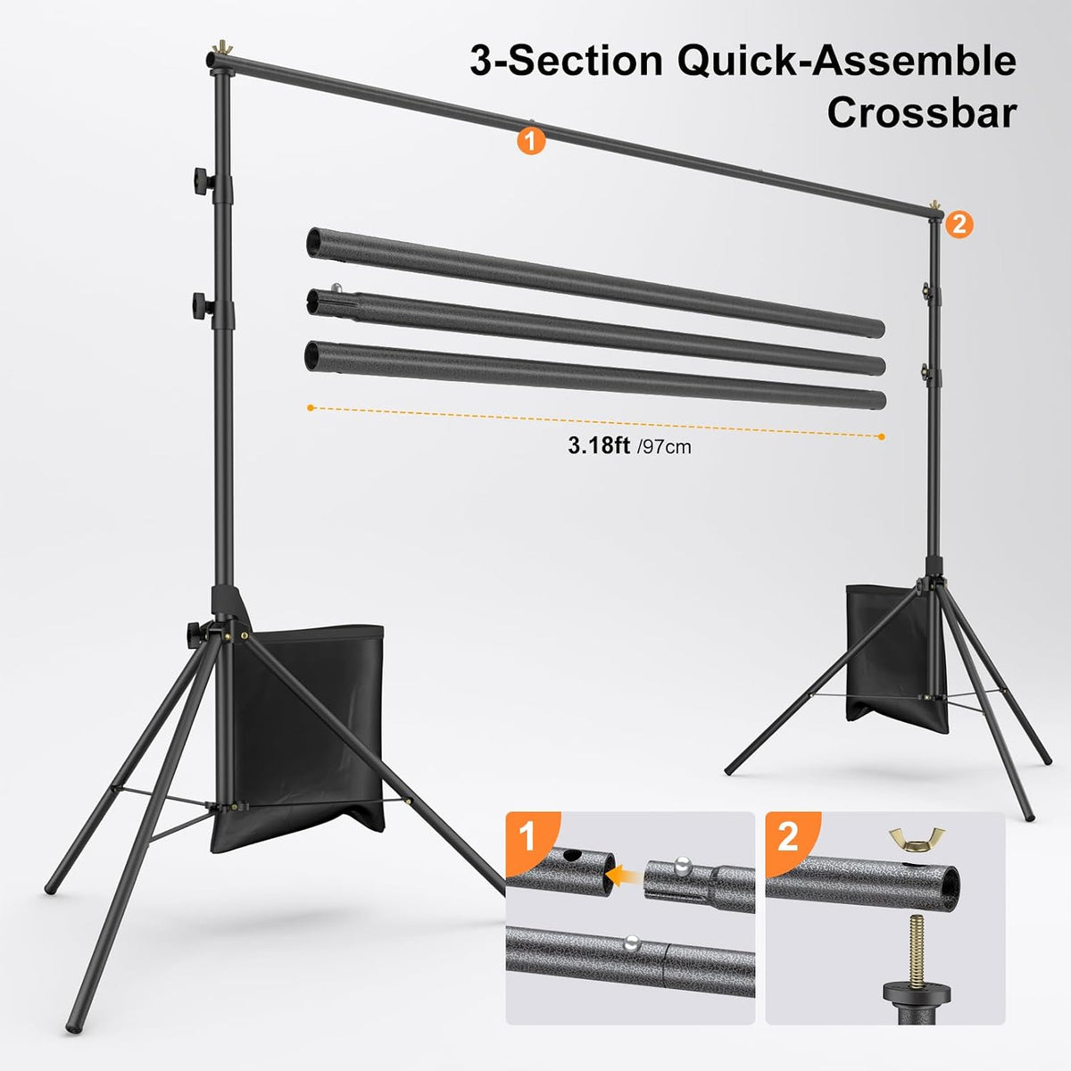 LINCO 백드롭 스탠드 키트 4174 9.4x8.3ft 휴대용 높이조절 삼각대 8번 사진