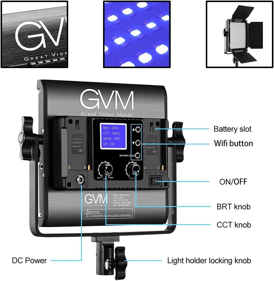 GVM Great Video Maker 800D RGB 비디오 조명 삼각대 5번 사진