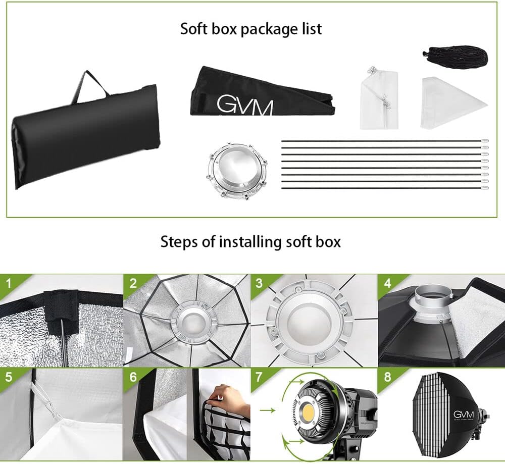 GVM 80W LED 사진 스튜디오 조명 키트 Bowen 마운트 5600K 7번 사진