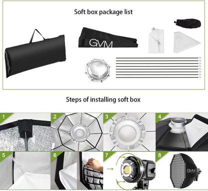 GVM 80W LED 사진 스튜디오 조명 키트 Bowen 마운트 5600K 7번 사진