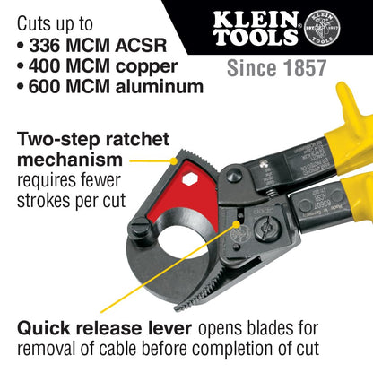 KLEIN TOOLS 63711 라쳇 와이어 케이블 커터 600 MCM 구리 절단 2번 사진