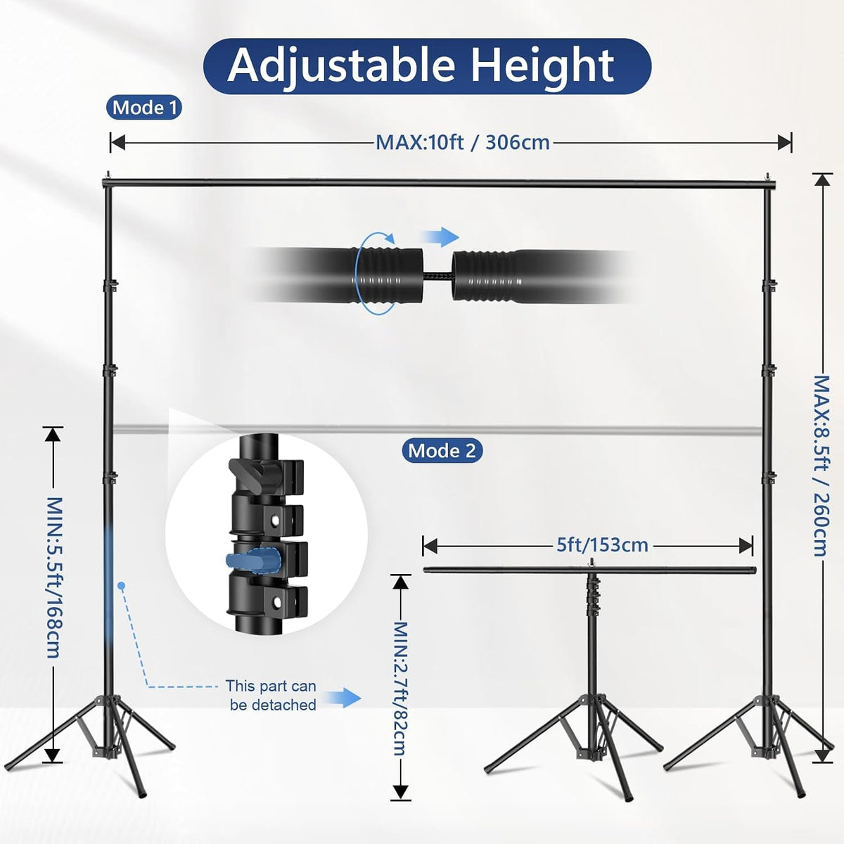 EMART 3-in-1 스튜디오 배경 스탠드 10x8.5ft 조절식 접이식 삼각대 5번 사진