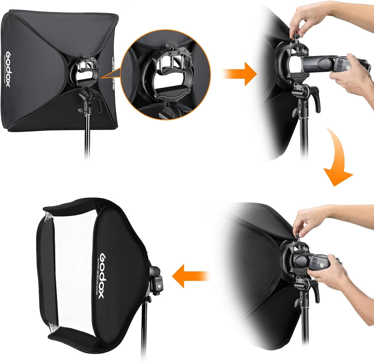 GODOX S2 80cmx80cm 접이식 소프트박스 브래킷 허니컴그리드 3번 사진