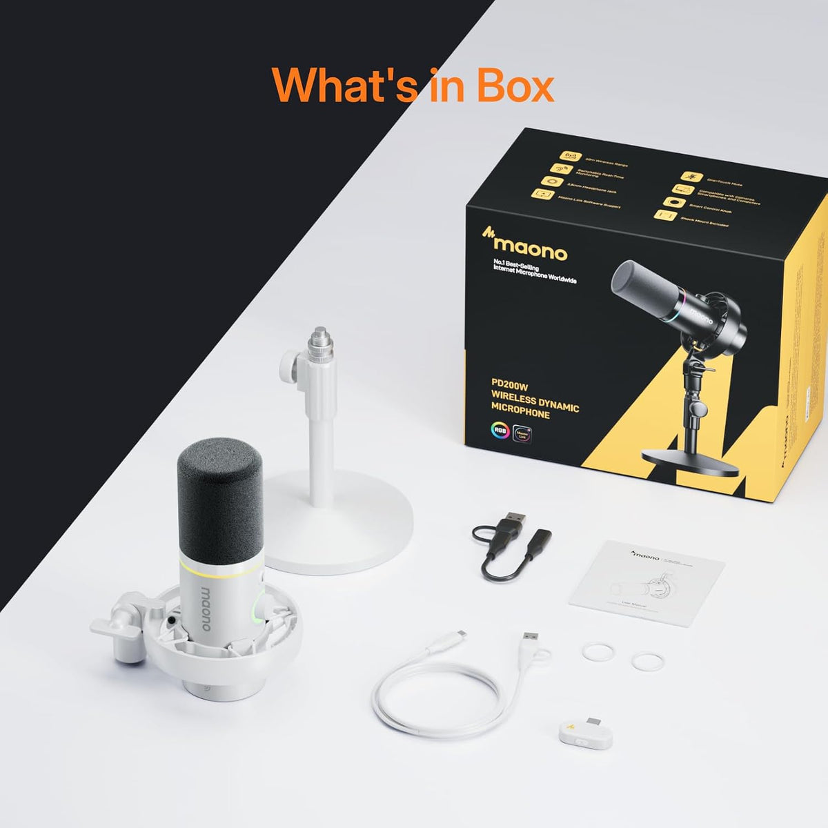 MAONO PD200W 하이브리드 무선 팟캐스트 마이크 XLR USB 다이나믹 30mm 캡슐 8번 사진