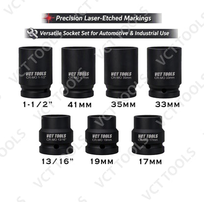 VCT 1인치 드라이브 임팩트 소켓 세트 17 19 21 33 35 38 41mm 3번 사진