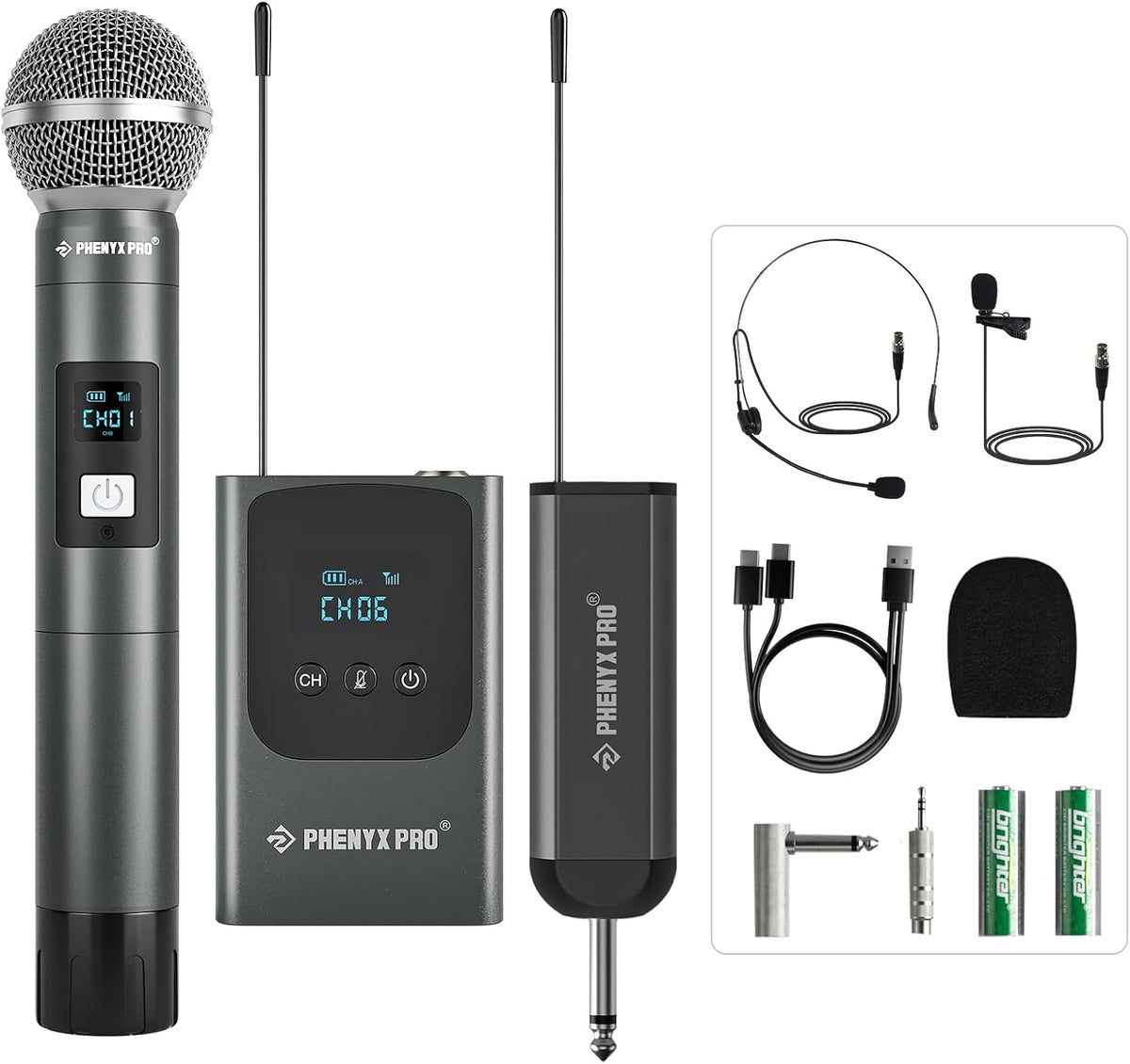 Phenyx Pro 듀얼 UHF 디지털 핸드헬드/헤드셋 마이크 시스템 PDP-2-1H1B 1번 사진