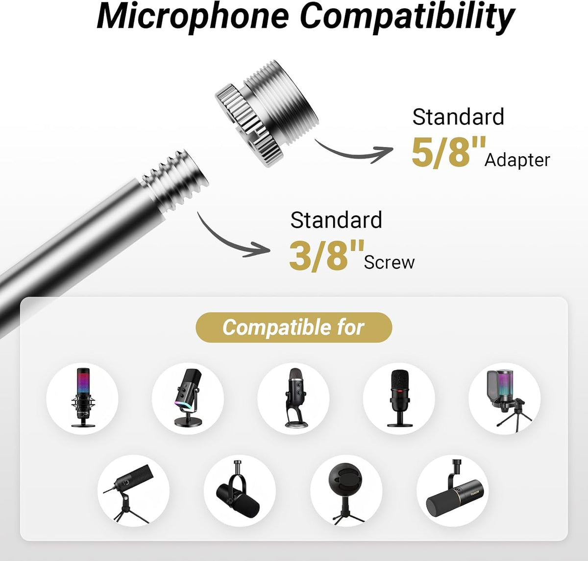TONOR 마이크 붐 스탠드 940mm 360도 회전 2kg 하중 T30 스틸 5번 사진