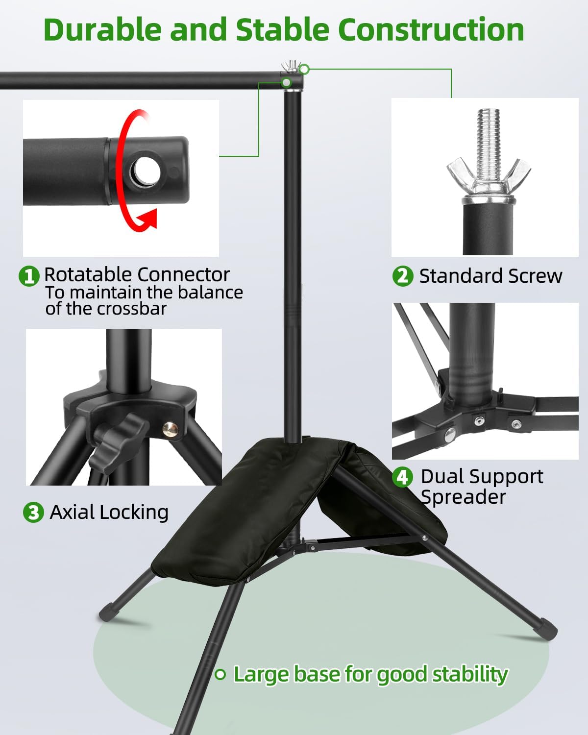 HEMMOTOP 스튜디오 배경 스탠드 11x10ft 헤비듀티 배경 프레임 키트 모래주머니 포함 5번 사진