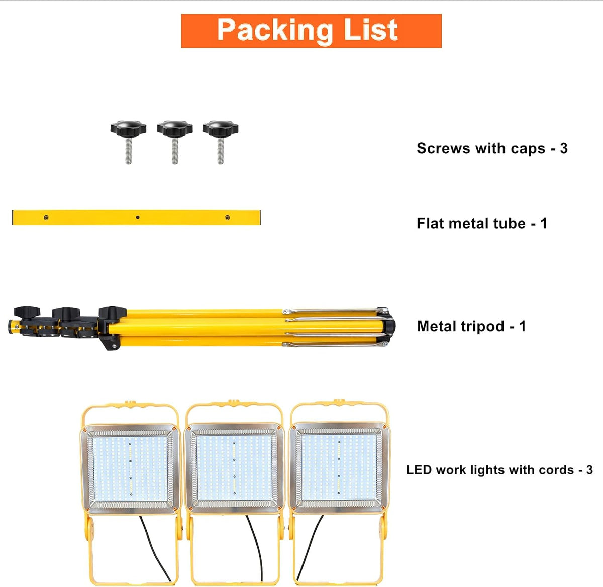 SETEN LED 작업등 삼각대 2-Pack 24000 Lumens (1500W Eq) 8번 사진
