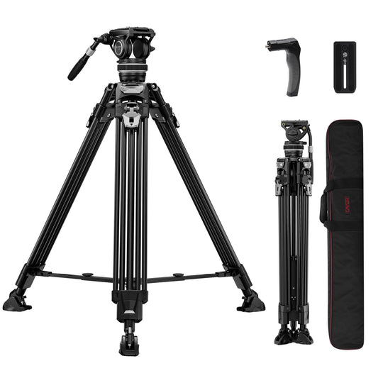Cayer FA310H 알루미늄 비디오 삼각대 K10 플루이드 헤드 22 Lb 1번 사진