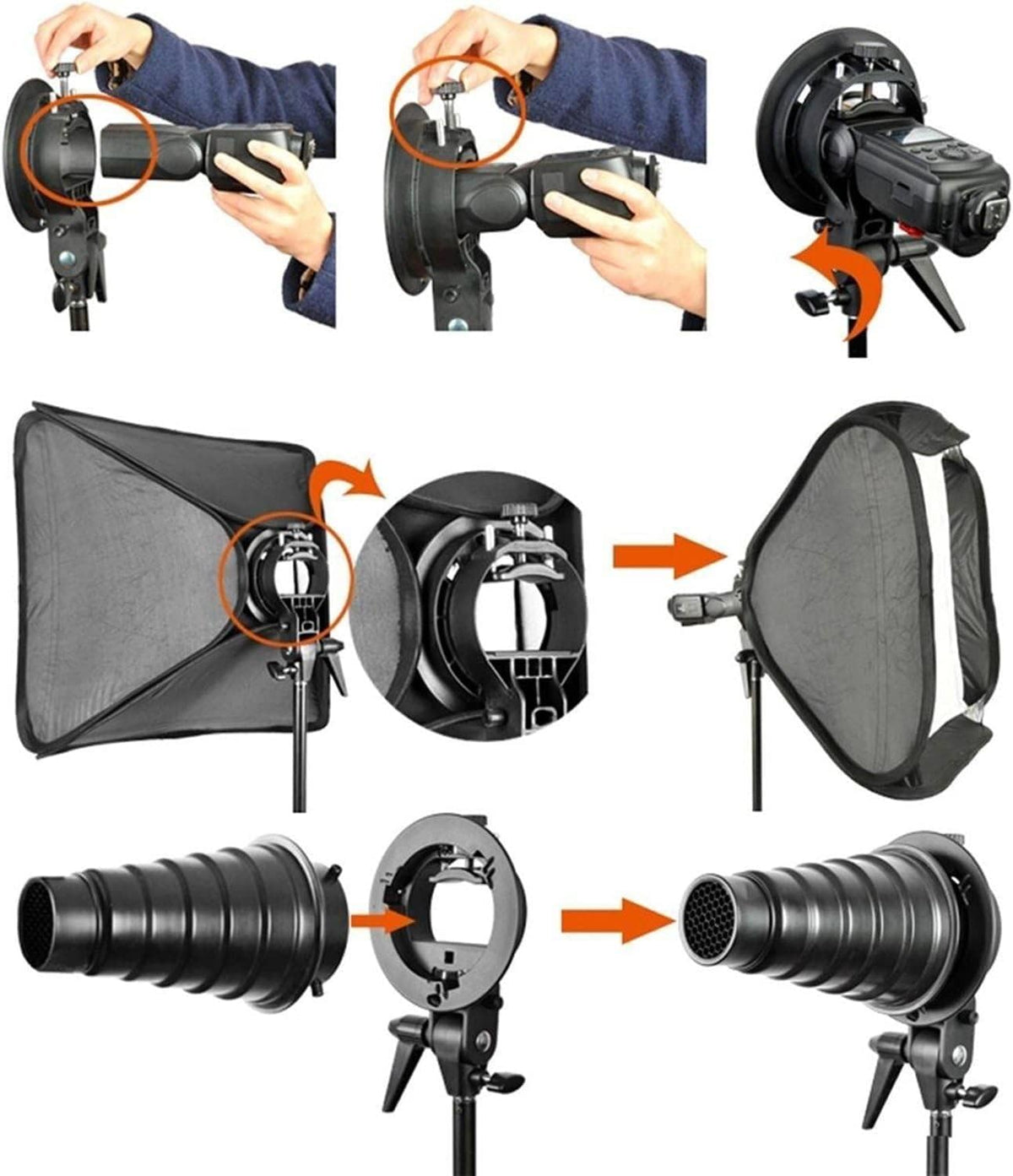 GODOX 소프트박스 S2 스피드라이트 브래킷 키트 60×60cm 그리드 포함 6번 사진