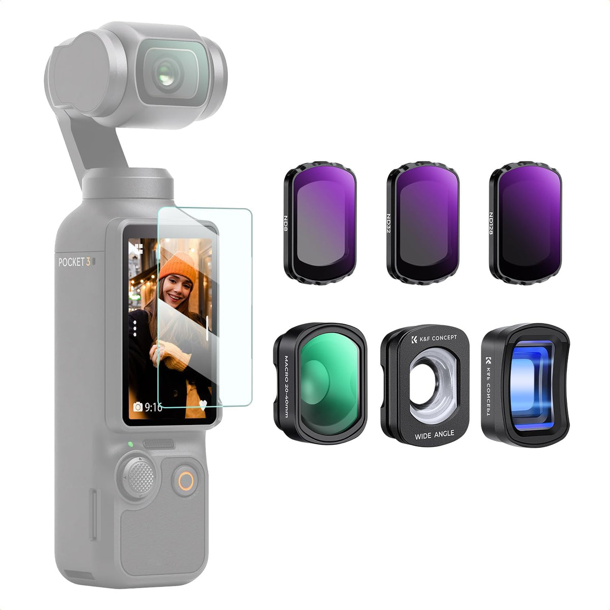 K&F CONCEPT DJI Osmo Pocket 4/3 와이드 애너모픽 매크로 ND 필터 키트 1번 사진