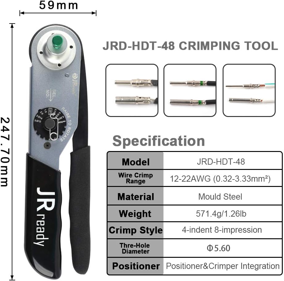 JRready JRD-HDT-48 Deutsch 4인덴트 압착 공구 12-22AWG 3번 사진