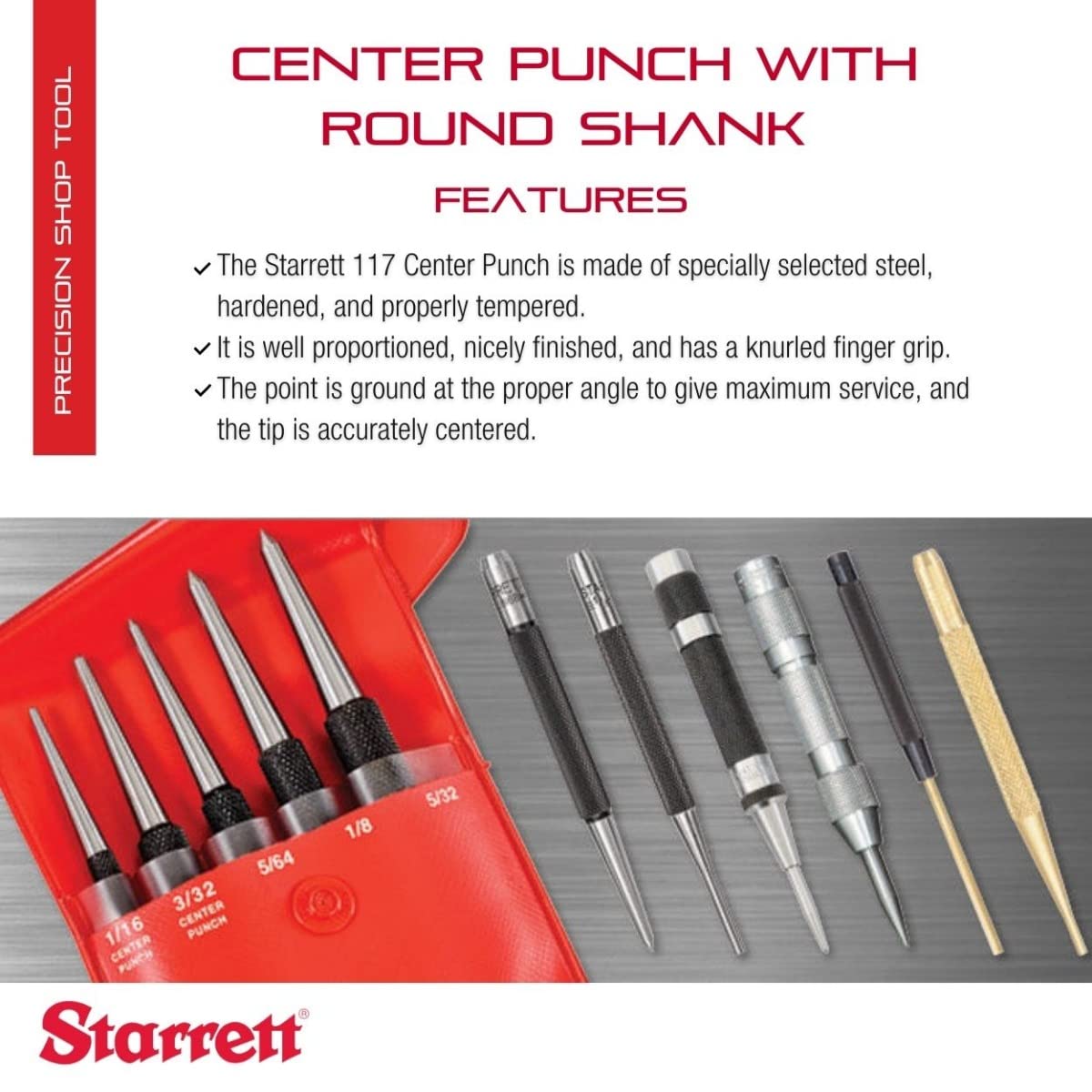 Starrett 264 스틸 센터 펀치 4인치 5종·5인치 7종 세트 2번 사진