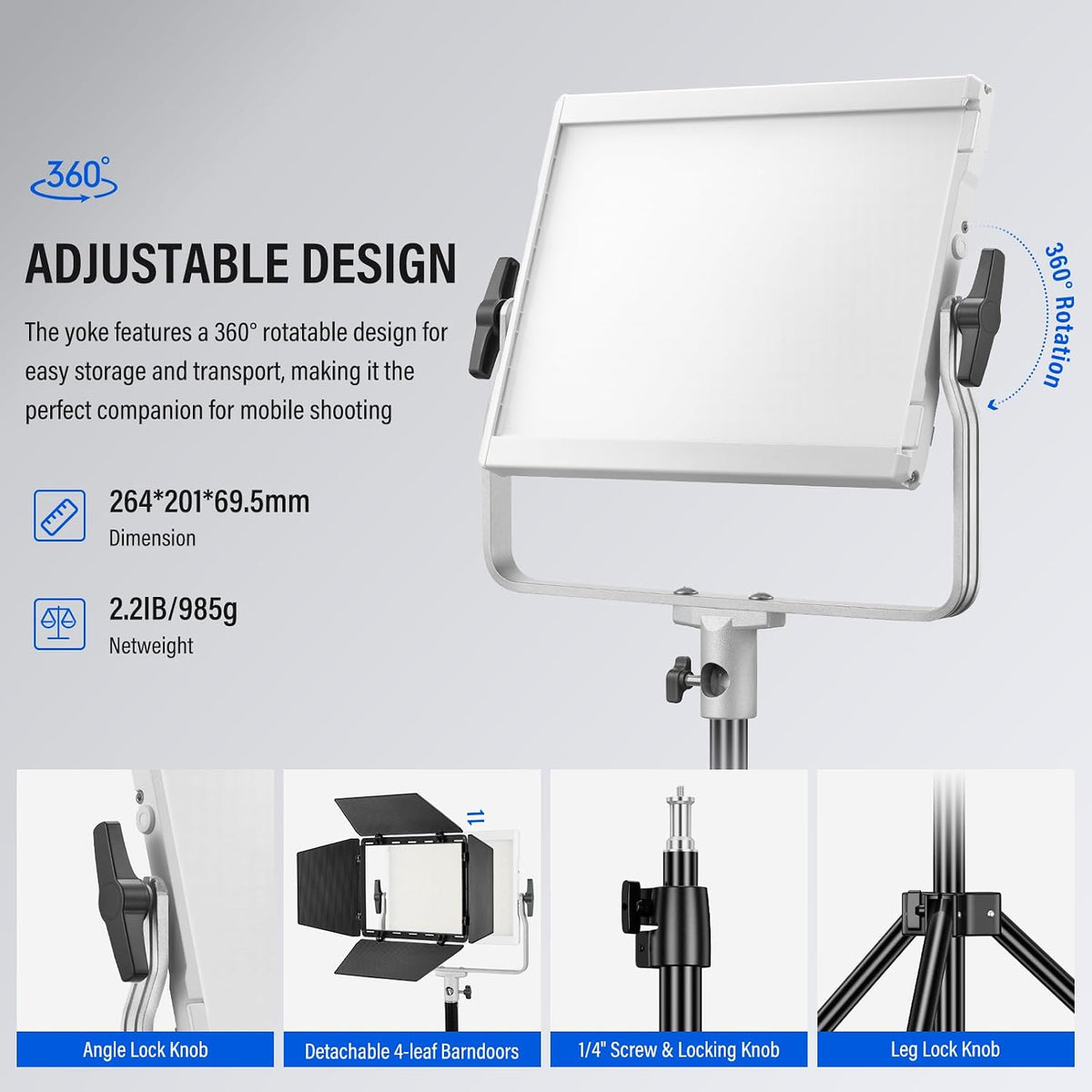 GODOX 비디오 LED 조명 키트 LP600Bi 2Pack 60W 양색 온도 3번 사진