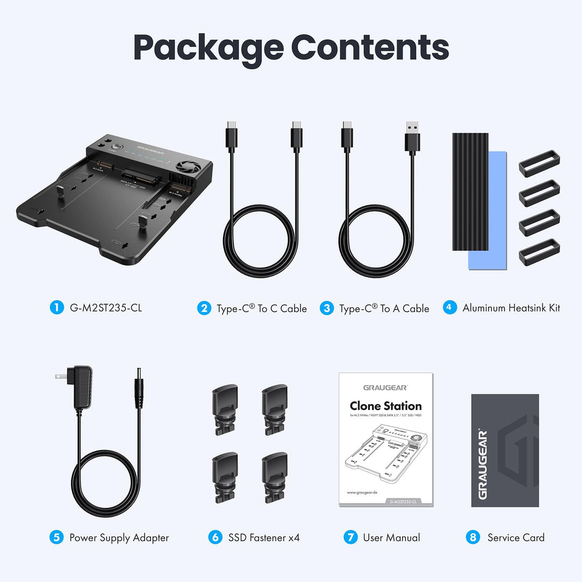 GRAUGEAR M.2 NVMe SATA SSD HDD 하드 드라이브 도킹 스테이션 클로너 독 9번 사진