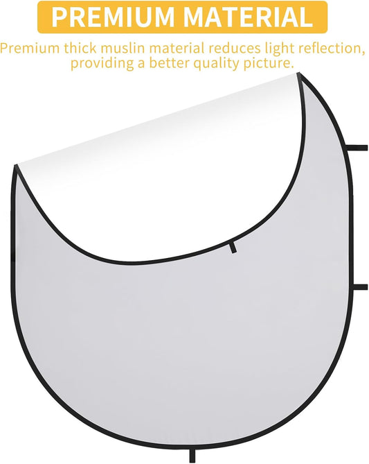 Kate 접이식 팝업 양면 사진 배경 5x6.5ft 화이트 그레이 셀프테이프 오디션 촬영용 S100583 2번 사진