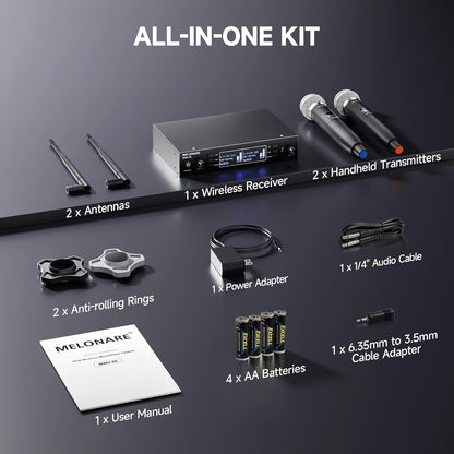 MELONARE 듀얼 UHF 무선 마이크 시스템 MWU-20-2H 7번 사진
